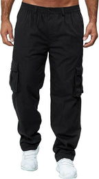 Men'S Cargo Pants with Pockets Cotton Hiking Sweatpants Casual Athletic Jogger Sports Outdoor Trousers Relaxed Fit