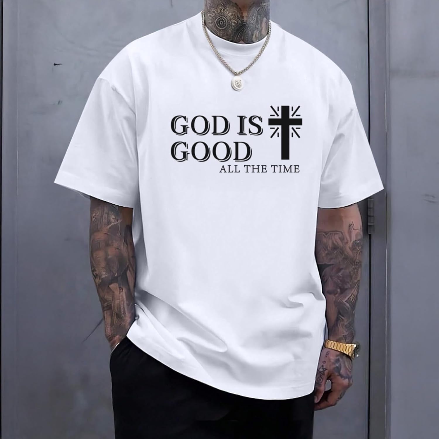 God Is Good Shirt Christian Jesus Cross T Shirts for Men Religious Faith Inspirational Vintage Oversized Graphic Tees