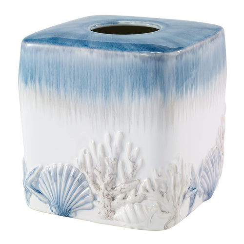 - Tissue Box Cover, Ceramic Home Accessories, Beach Inspired Bathroom Accessories (Abstract Coastal Collection)