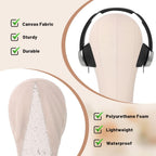 Wig Stand Set, 22In Off-White Canvas Wig Head with 360 Rotation & Adjustable Height, Includes Tripod, Wig Caps, Pins, Thread, Brush