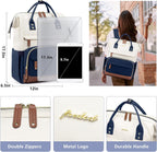 Laptop Backpack for Womem Work Bags: 17.3 Inch Travel Backpacks with USB Charging Port anti Theft Fashion College Bookbag Durable Back Pack Purse Bussiness Daypack for Nurse Teacher Navy Beige