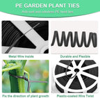 328 Feet Garden Plant Twist Tie with Cutter for Gardening, Home, Office (Black) | Garden Ties, Cut Custom Lengths, Easy to Bend and Wrap, Plastic Coated Wire for Supporting Tomatoes and Training Plants