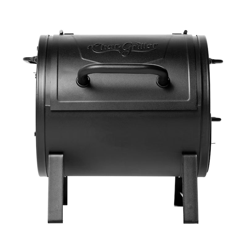 Portable Charcoal Grill and Side Fire Box 17-In W Black Barrel Charcoal Grill