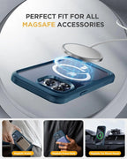 Magnetic for Iphone 15 Pro Max Case 6.7'' [Compatible with Magsafe] Full-Body Drop Proof Bumper Phone Case for Iphone 15 Pro Max with Built-In 9H Tempered Glass Screen Protector,Blue