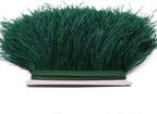 2 Yards Natural & Soft Ostrich Feathers Fringe Trims Ribbon - Used for Dress, Sewing Decoration, Craft Clothing, Boots, Wedding Decoration, DIY, Etc (Dark Green)