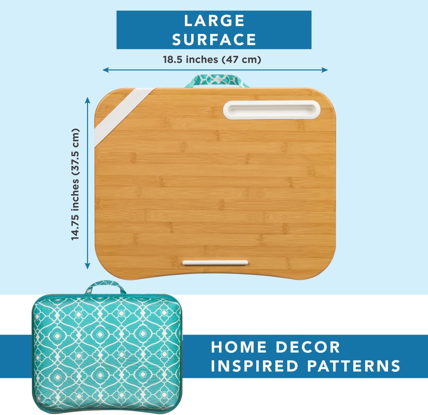 XL Designer Lap Desk – Aqua Trellis, Fits 17.3” Laptops