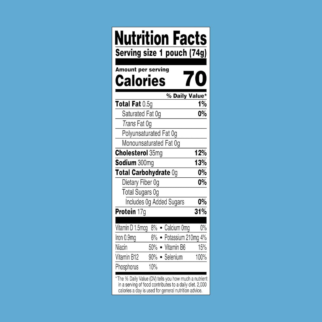 Chunk Light Tuna in Water, 2.6 Oz Pouch (12 Pack) Ready to Eat Wild Caught Tuna, 17G Protein, 70 Calories per Serving, Gluten Free, Soy Free, Kosher, Perfect for Salads, Keto Meals and Snacks