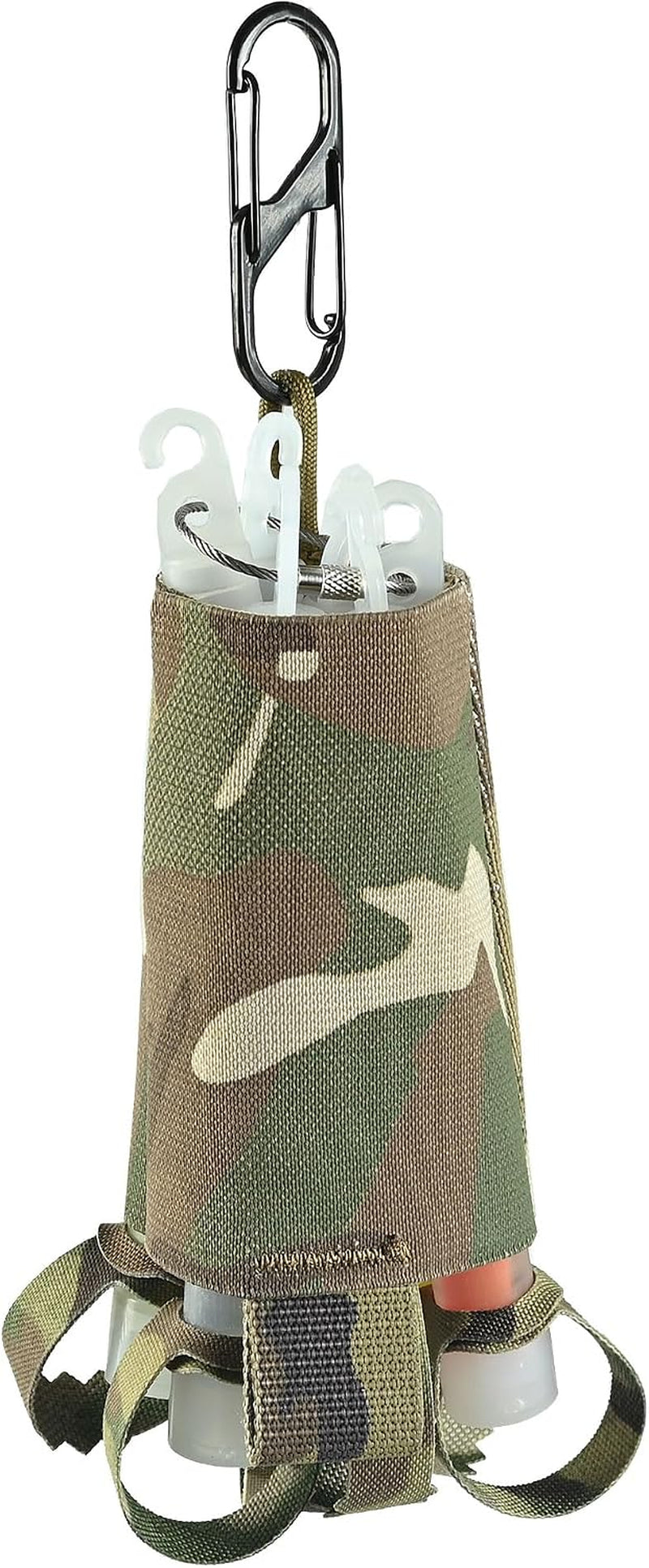 Chem Light Holder Kit with 6 Glow Sticks, Tactical Chem Light Holder with Pull Tabs, Cable Keepers and Carabiner Clip, 12 Hour Glow Sticks for Camping Fishing Hunting Emergency Gear