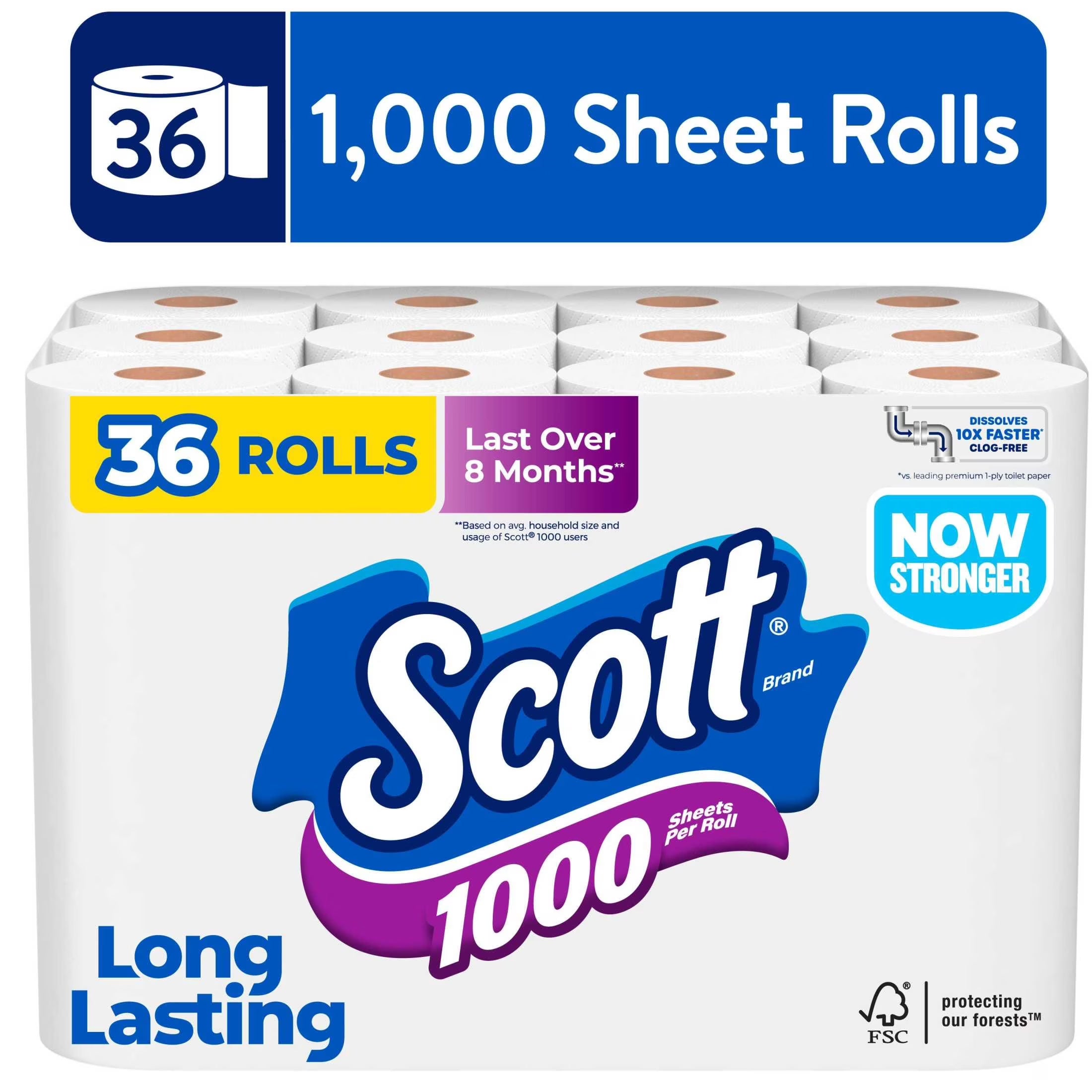 1000 Toilet Paper, 36 Rolls, 1000 Sheets per Roll