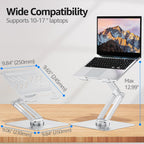 360° Rotating Laptop Stand for Desk Fit 10-17" Device | Adjustable Height, Ergonomic Laptop Riser Standing Desk Converter, Macbook Stand, Aluminum Computer Riser Holder
