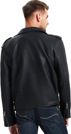 Men'S Leather Jackets, Faux Bomber Jacket for Men Motorcycle Lapel Asymmetric Zip-Up Slim Fit Biker Coat