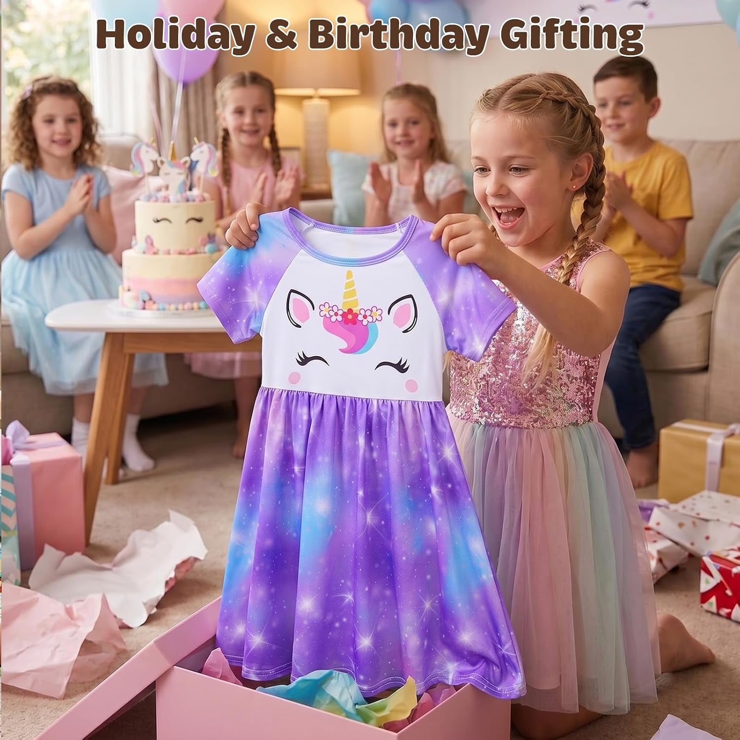 Doll & Girl Matching Nightgown for 18" Doll Clothes Accessories | Doll Not Included, Doll Clothes for 18 Inch Dolls, Birthday Christmas Gift, Soft Breathable Stretch Fabric, Knee Length