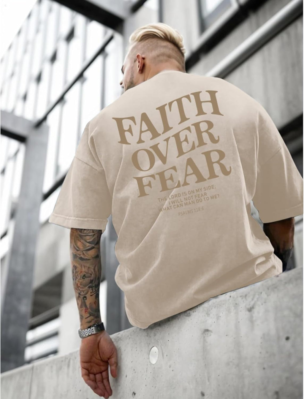 Christian Faith over Fear Shirt for Men Jesus Religious Shirts Oversized Graphic Tees Acid Wash God T-Shirt