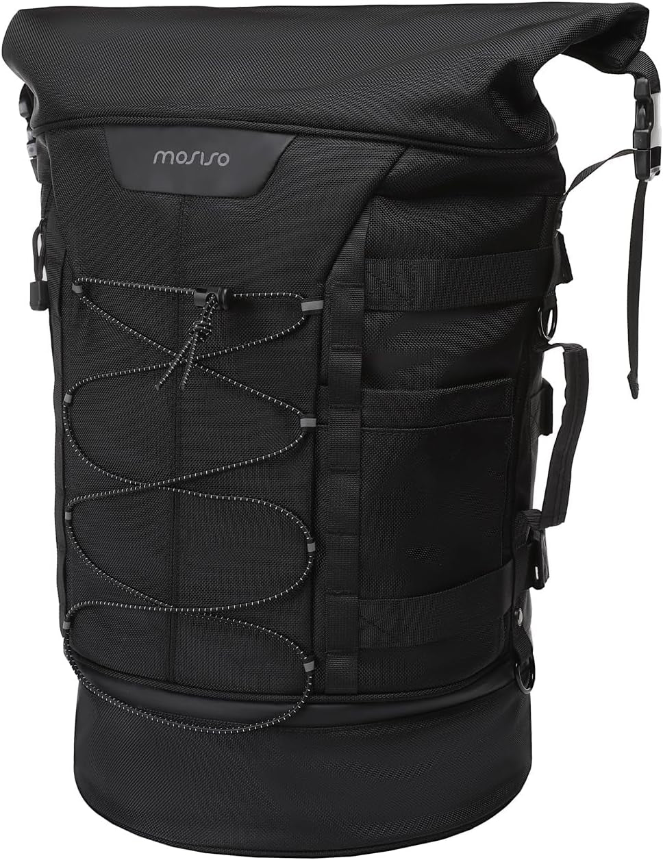 Motorcycle Sissy Bar Backrest Bag Travel Luggage Bag, Large Capacity Duffle Bags Expandable 30L-48L, Motorcycle Gear Tail Bags with Rain Cover&Shoulder Strap, Black