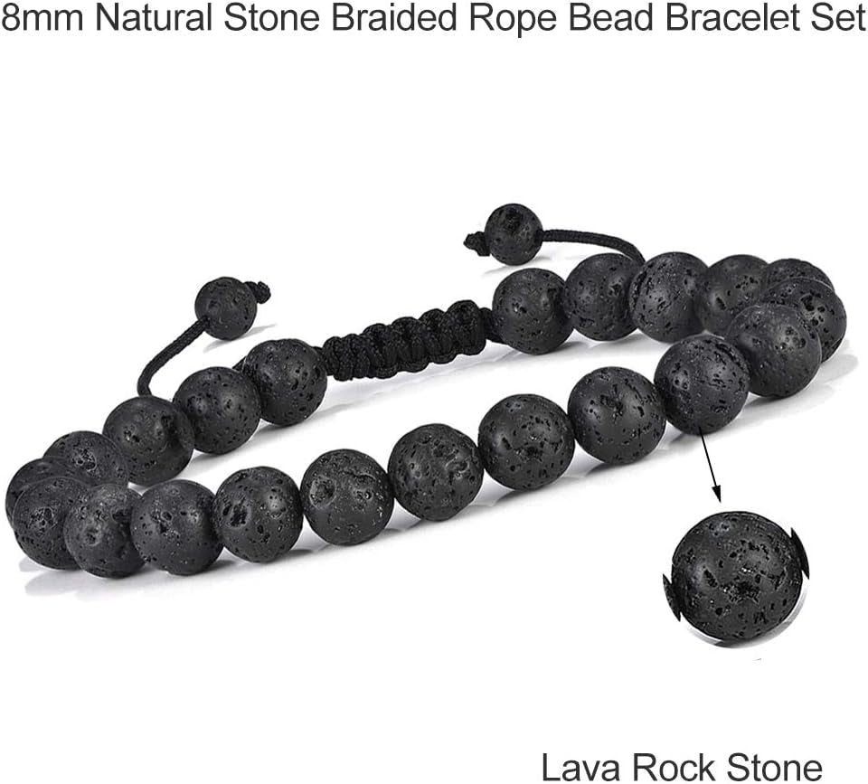 Mens Bracelet - Beaded Natural Stone 8Mm Tiger Eye Matte Agate Lava Rock Bracelets for Men Teen Boys Grandpa Dad Birthday Gifts Jewelry