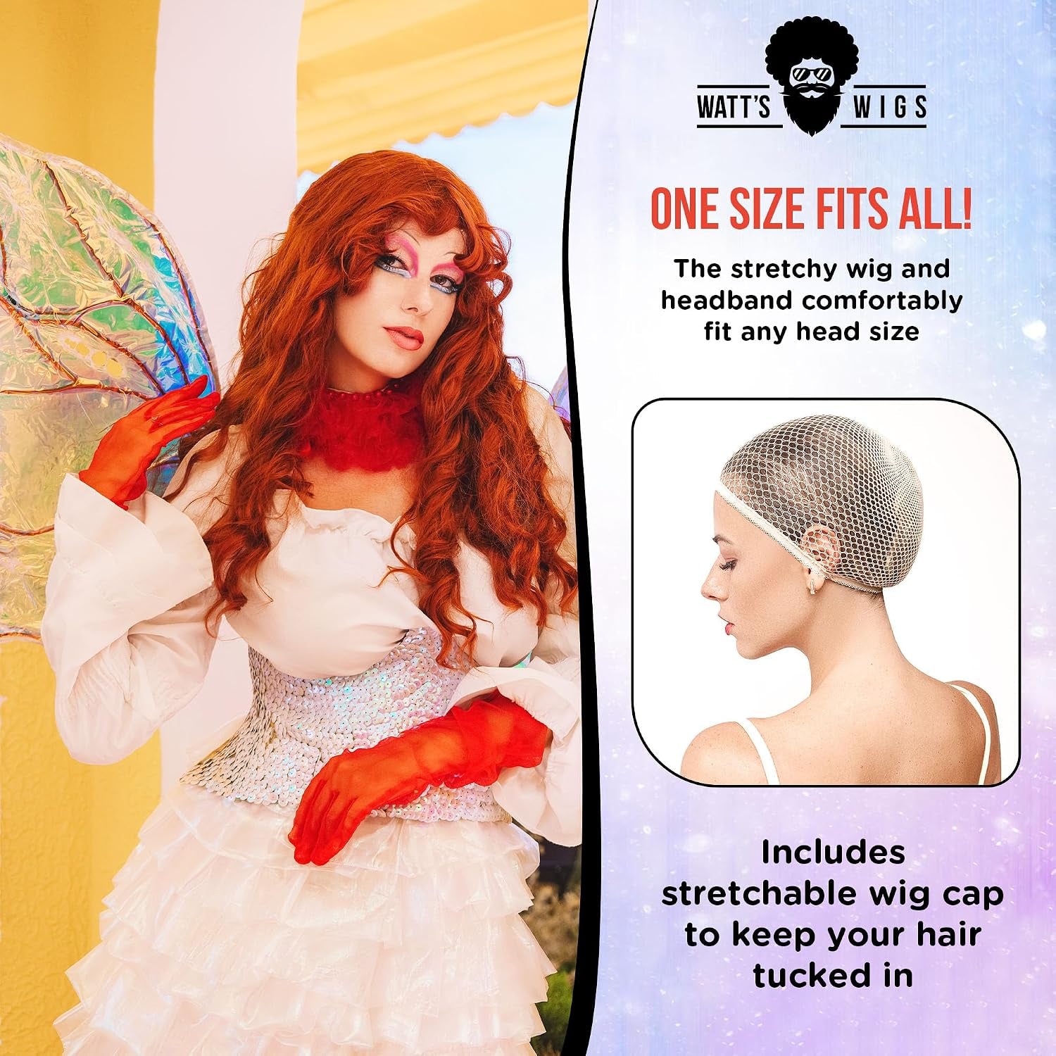 Long Wavy Red Wig – Bright Copper Orange Cosplay Hair for Pop Star Looks, Concert Outfits, Halloween Costume, Chapel Girl Themes, Drag, and Festivals