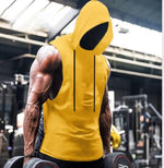 Men'S Workout Hooded Tank Tops Sports Training Sleeveless Gym Hoodies Bodybuilding Cut off Muscle Shirts