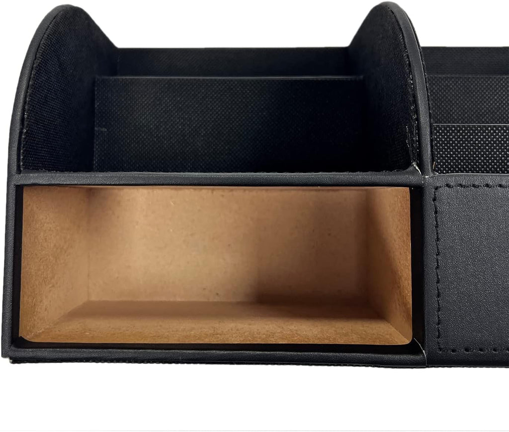 Desk Organizer - Multifunctional Leather Desktop Pen Holder Storage Box - Business Card/Pen/Pencil/Mobile Phone/Stationery Holder, Black