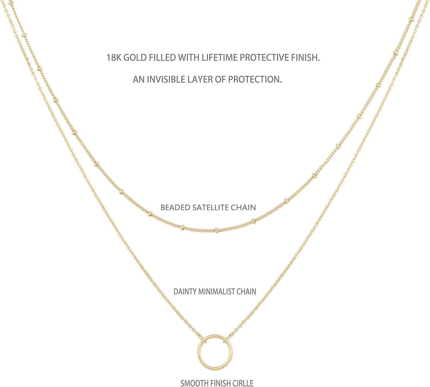 Dainty Pendant Layered Necklaces for Women | 18K Gold Plated Brass, 2-Piece Set with a Choker-Length Upper Layer, Wear Together or Separately, Refined Everyday Style