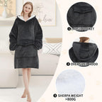 Wearable Blanket Hoodie for Adult,Oversized Sherpa Fleece Blanket Hoodie for Women Men,Grey