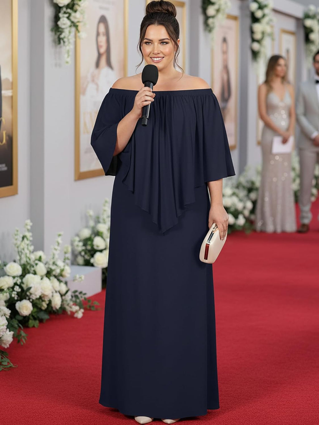 Womens Strapless off Shoulder Flattering Cocktail Maxi Dress Gown