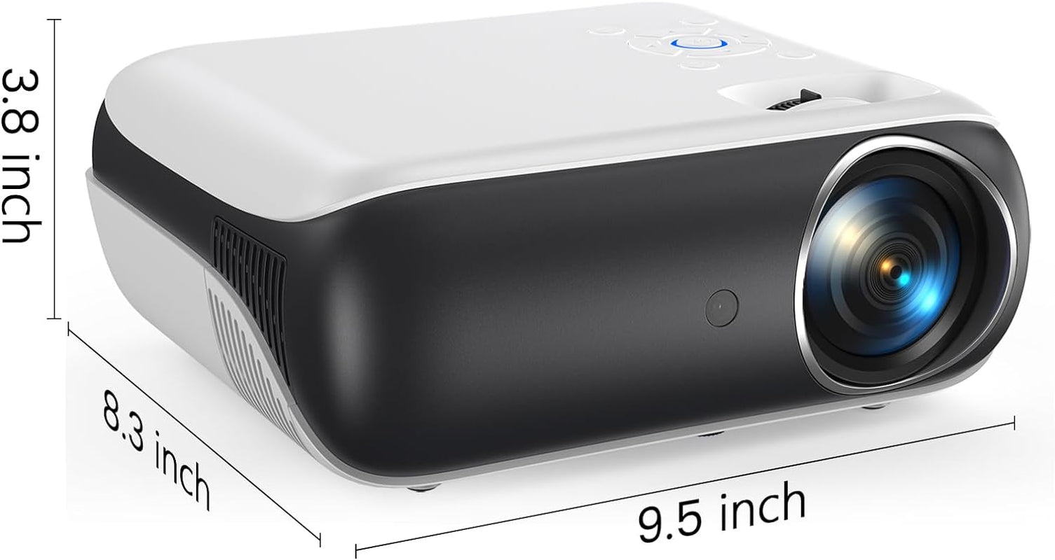 Projector, Native 1080P Bluetooth Projector with 100" Screen, Portable Outdoor Movie Projector, Mini Projector for Home Bedroom, Compatible with Smartphone,Hdmi,Usb,Av,Fire Stick,Ps5