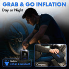 Inflatiq by  Tire Inflator Blue - Powerful, Award-Winning QWIKFLOW Technology with 2 Portable Power Options Included - Strong Vehicle Air Pump for Trucks, Cars, Motorcycles, Bicycles, Balls