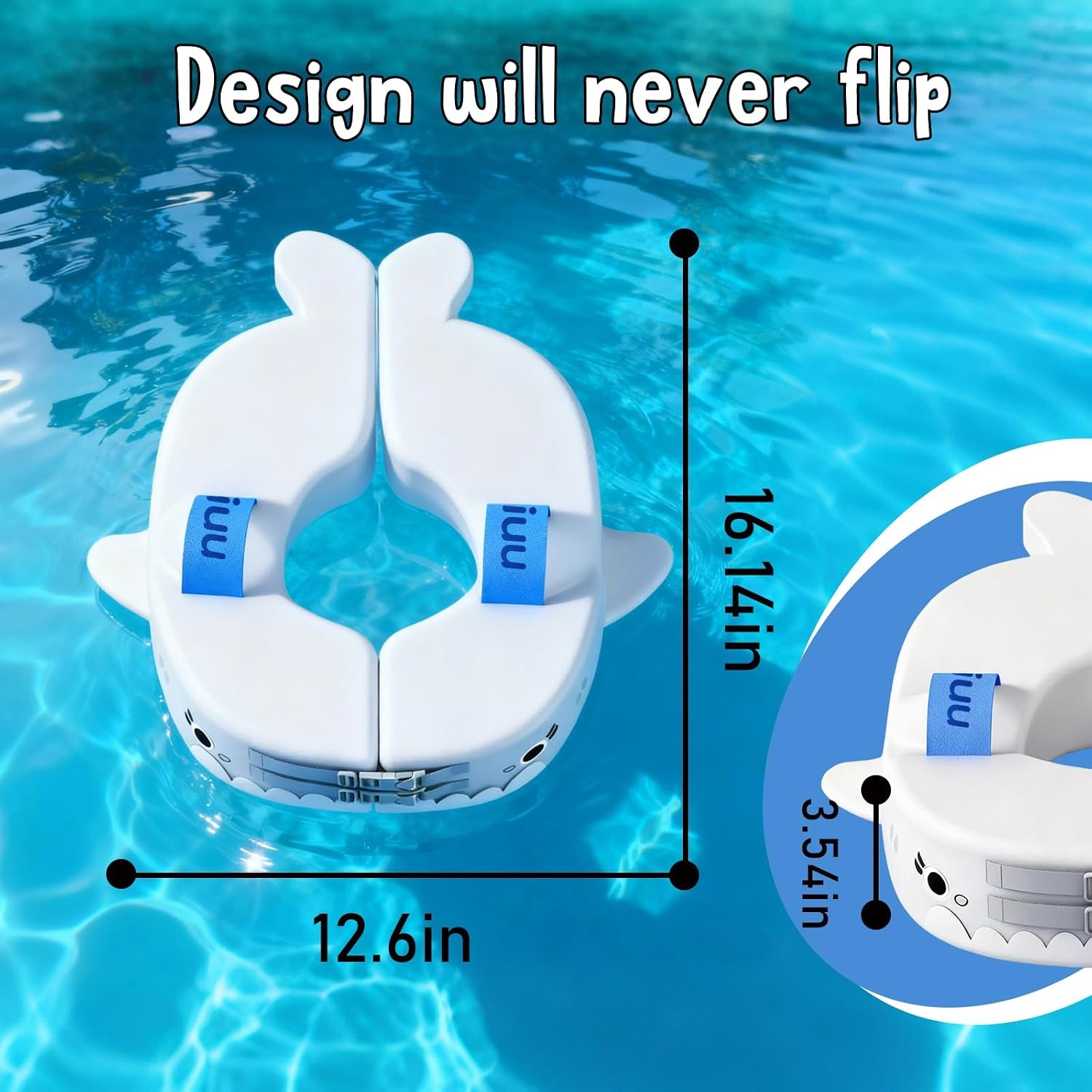 Non-Inflatable Baby Arm Floats with Solid Soft Pearl Foam, Swim Floats Adjustable Design Spring Swim Water Pool Float for 3-36 Months Kids Beach Essentials
