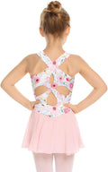 Girls Hollow Back Ballet Leotard with Skirt Sleeveless Dance Dress | Kid Girls, Solid Leotard with Hollow Back Criss-Cross Straps, Flowy Chiffon Skirt 3-11 Y