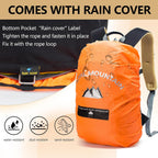 Hiking Backpack with Rain-Cover, 30L Travel Backpacks for Women Men, Camping Daypack Backpacks Lightweight, Durable Hiking Backpack Fit for Camping,Daily Commuting, Short Trips (Black)