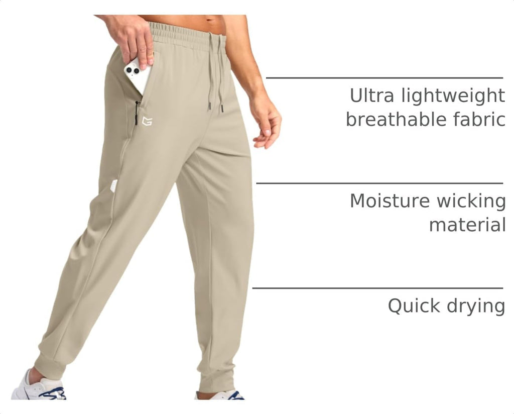 Men'S Joggers with Zipper Pockets Lightweight Athletic Workout Pants Quick Dry Sweatpants for Men Running Hiking
