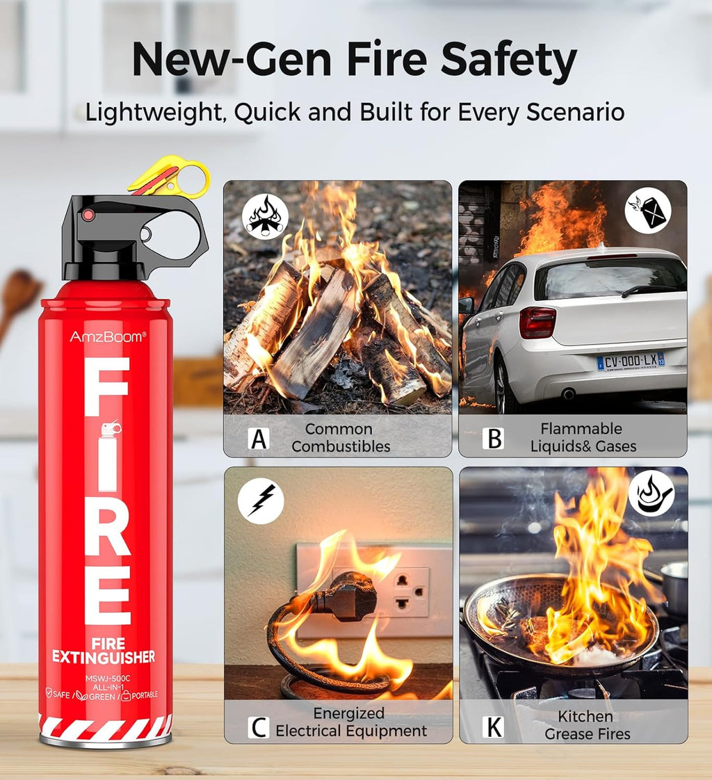 2-Pack Fire Extinguisher for Home, Kitchen, Car, and Grill with Mounting Bracket– Extinguishing Spray, Compact A, B, C, K – Eco-Friendly, Prevents Reignition.