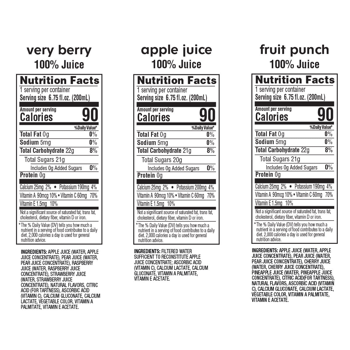 , 100% Juice, Variety Pack, 6.75 Fl Oz, 36-Count