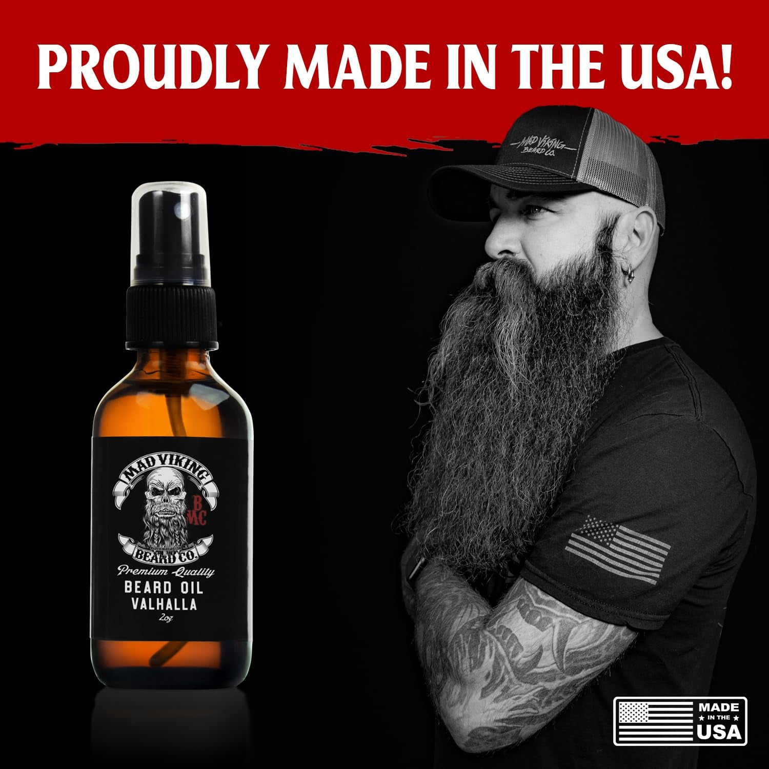 Mad Viking Valhalla Beard Oil - Hydrate, Soften and Grow Your Beard Naturally. Fight Itch and Dandruff with a Smooth Sandalwood & Vanilla Scent, Made in the USA - 2Oz | Hydrates Skin, Softens Coarse Beard Hair, and Helps Relieve Beard Itch with a Warm Sandalwood and Vanilla Fragrance.