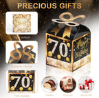 50PCS 70Th Birthday Boxes, 70Th Party Favors,Birthday Boxes Decorations,Black and Gold Party Favors for Guests for Men Women