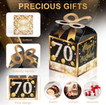 50PCS 70Th Birthday Boxes, 70Th Party Favors,Birthday Boxes Decorations,Black and Gold Party Favors for Guests for Men Women