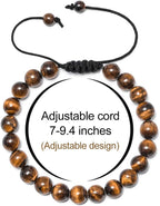 Mens Bracelet - Beaded Natural Stone 8Mm Tiger Eye Matte Agate Lava Rock Bracelets for Men Teen Boys Grandpa Dad Birthday Gifts Jewelry