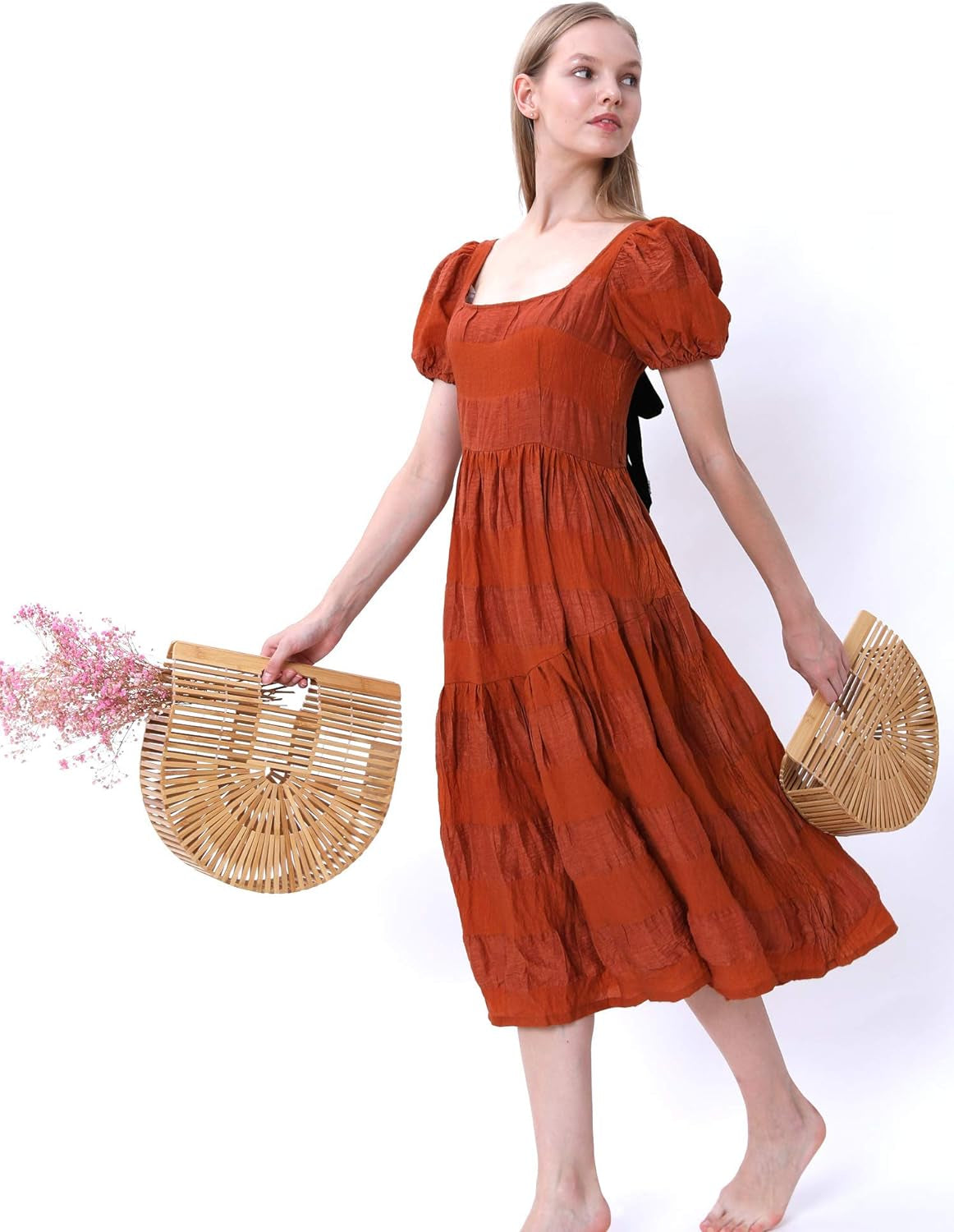 Womens Bamboo Handbag Handmade Large Tote Bag Straw Beach Bags | Beach Purse Size