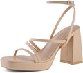 Platform Heels for Women Strappy Block Chunky Heels Square Toe Ankle Buckle Sandals