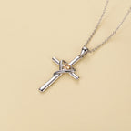 925 Sterling Silver Cross Necklace for Women Men 14K Gold Plated 5A CZ Birthstone Necklaces for Holiday