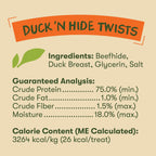 Duck 'N Hide Twists - Duck Wrapped Rawhide Natural Dog Treats, Small, 1 Pound (Pack of 1)