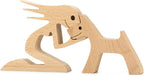 Wooden Sculpture Home Decor Women Men and Dog Statues, Friendship between Dog and Human Wood Crafts Statue Carving Ornaments for Bedroom Desktop Office Decoration (Girl and Dog)