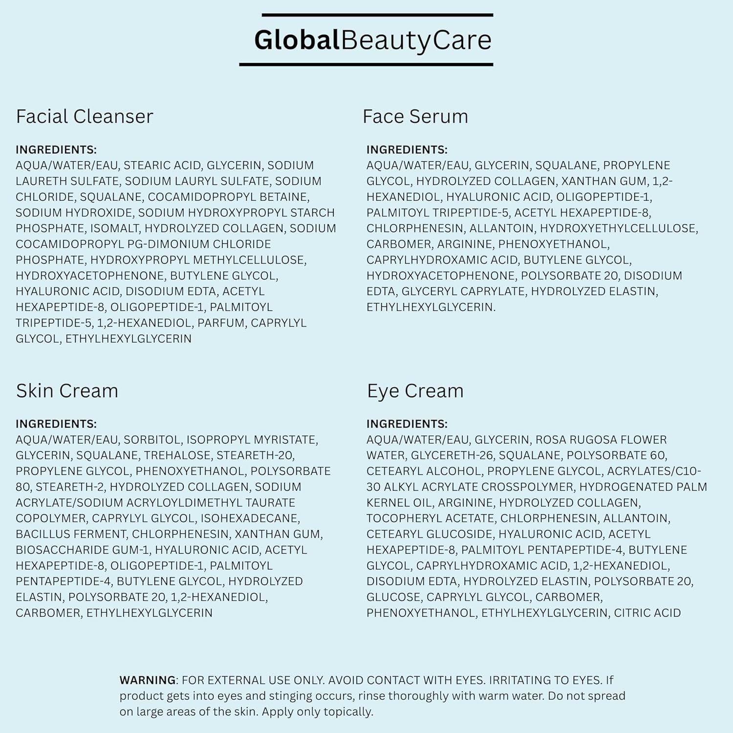 Smooth & Lift Collagen Skin Care Set - Hydrating & Firming Facial Cleanser, Serum, Eye Cream & Face Cream with Peptides & Hyaluronic Acid, Complete Face Care Routine, 4-Piece Set