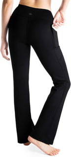 Women'S Bootcut Yoga Pants with Side Pockets, 27"-37" Inseams | Phone-Friendly Side Pockets, Soft 4-Way Stretch Flare Leggings, Petite/Regular/Tall, Travel, Lounge, Workout, All-Day Comfort