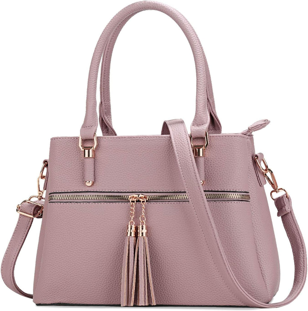 Women Purses and Handbags, PU Leather Top Handle Satchel Bag | Removable Long Strap, 3 Zippered Compartments, Crossbody Purse for Ladies, ,Tassel Pendant