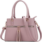 Women Purses and Handbags, PU Leather Top Handle Satchel Bag | Removable Long Strap, 3 Zippered Compartments, Crossbody Purse for Ladies, ,Tassel Pendant