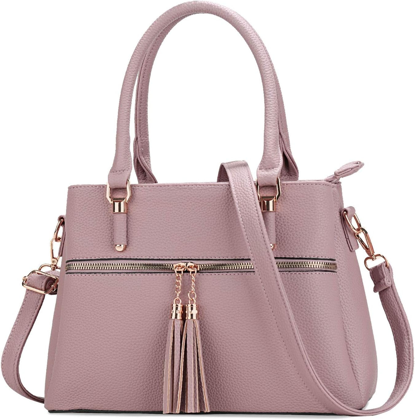 Women Purses and Handbags, PU Leather Top Handle Satchel Bag | Removable Long Strap, 3 Zippered Compartments, Crossbody Purse for Ladies, ,Tassel Pendant