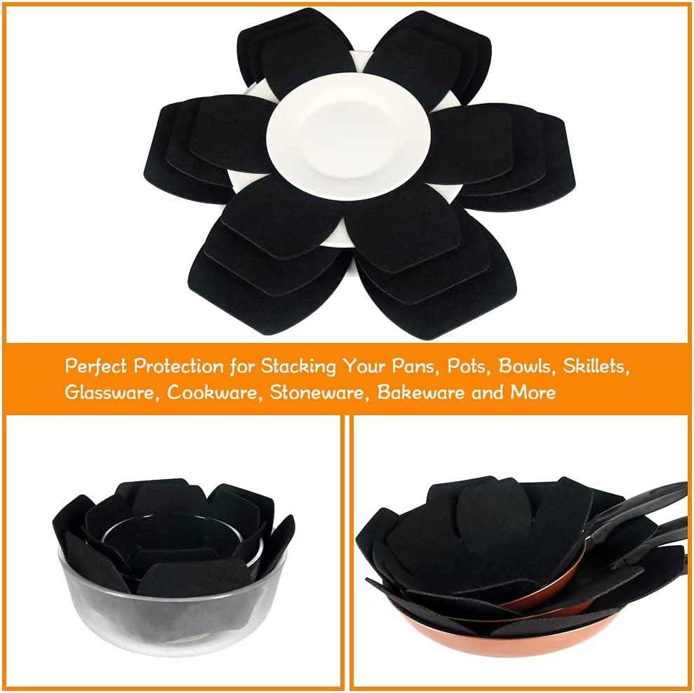 Larger & Thicker Pan Protectors, Set of 12 and 3 Different Sizes, Felt Pot Pan Separators, Pan Dividers Pads for Stacking and Protecting Your Cookware