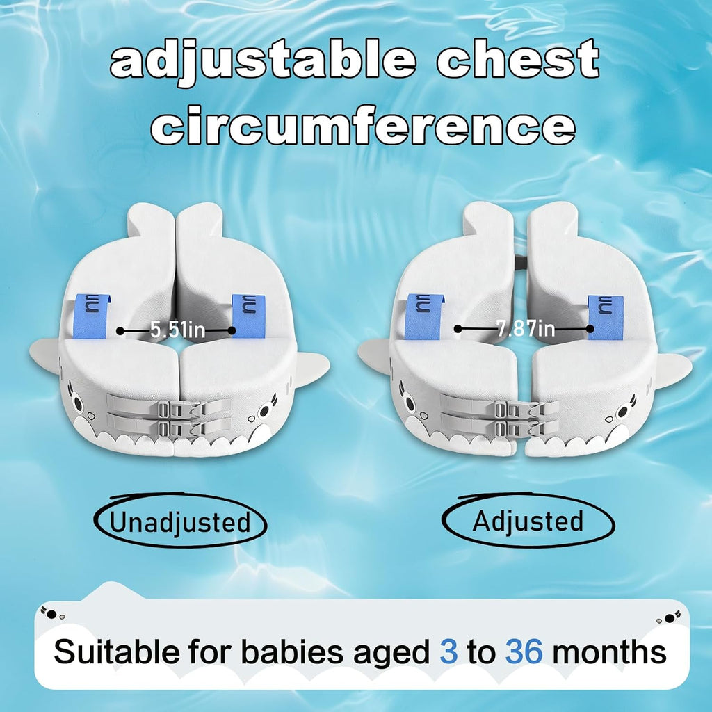 Non-Inflatable Baby Arm Floats with Solid Soft Pearl Foam, Swim Floats Adjustable Design Spring Swim Water Pool Float for 3-36 Months Kids Beach Essentials