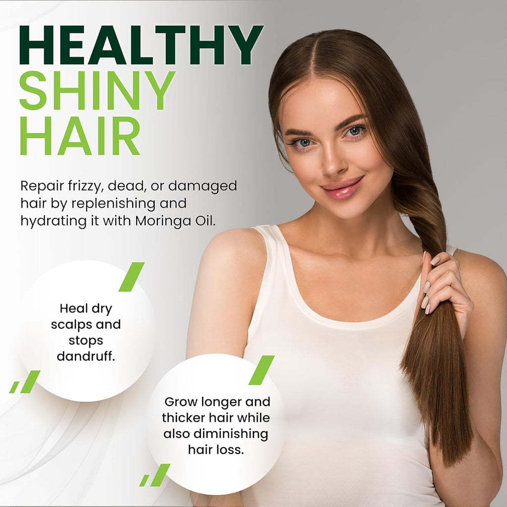 USDA Organic Moringa Seed Oil: 100% Pure, Cold Pressed, Unrefined Moringa Oleifera Seed Oil. 2 Oz Bottle with Treatment Pump. for Skin and Hair - Food Grade for Oral Consumption